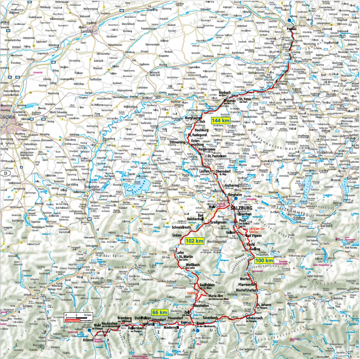 Karte Tauernradweg